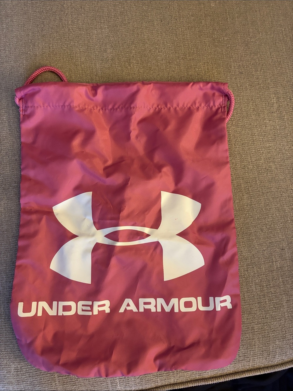 Under Armour Hot Pink Drawstring Gym Sack with White Logo